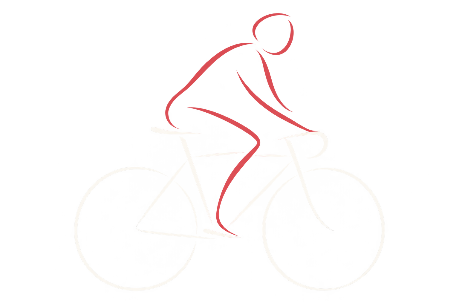 A spare line drawing of a man riding a bicycle.